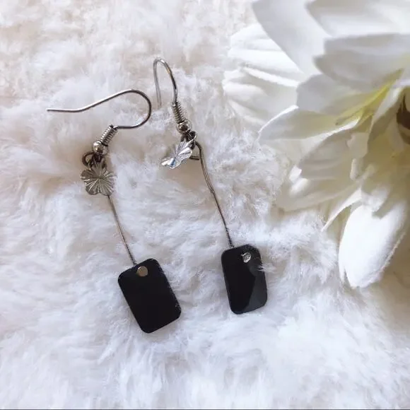 Silver Black Dazzle Earrings - Picture 1 of 10